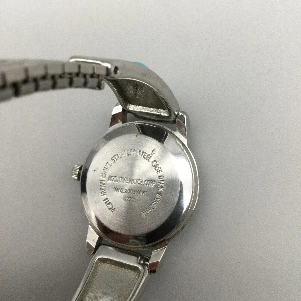 Accutime Southwest Womens Watch 25mm Silver Tone Expansion Bracelet New Battery